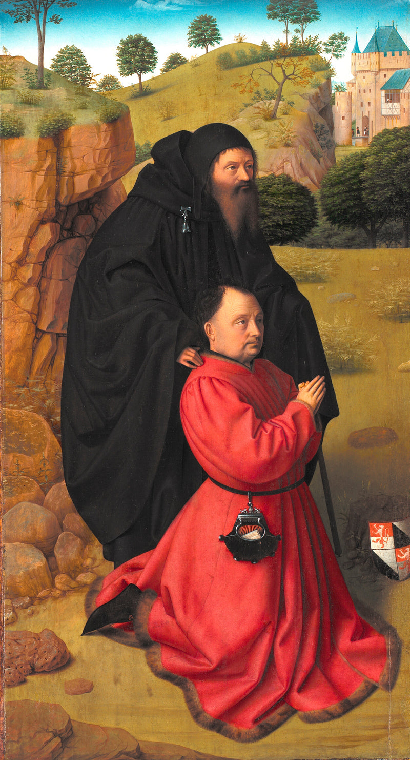 Saint Antoine tarafından sunulan bir bağışçı portresi. - Petrus Christus