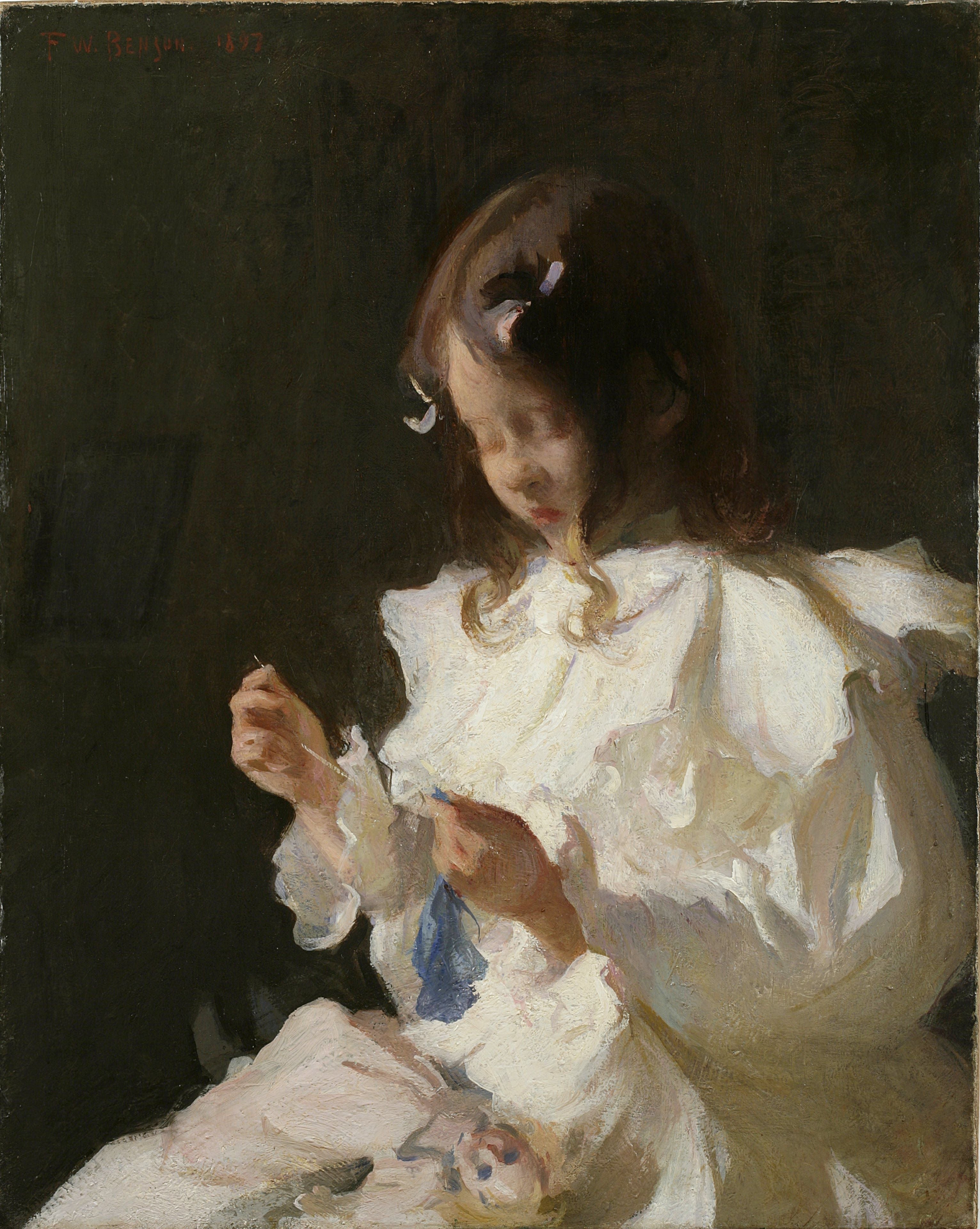 Portrait d'un enfant cousant - Frank Weston Benson