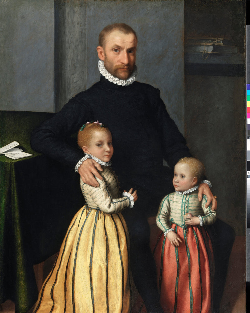 Bir Beyefendinin ve İki Çocuğunun Portresi - Giovanni Battista Moroni