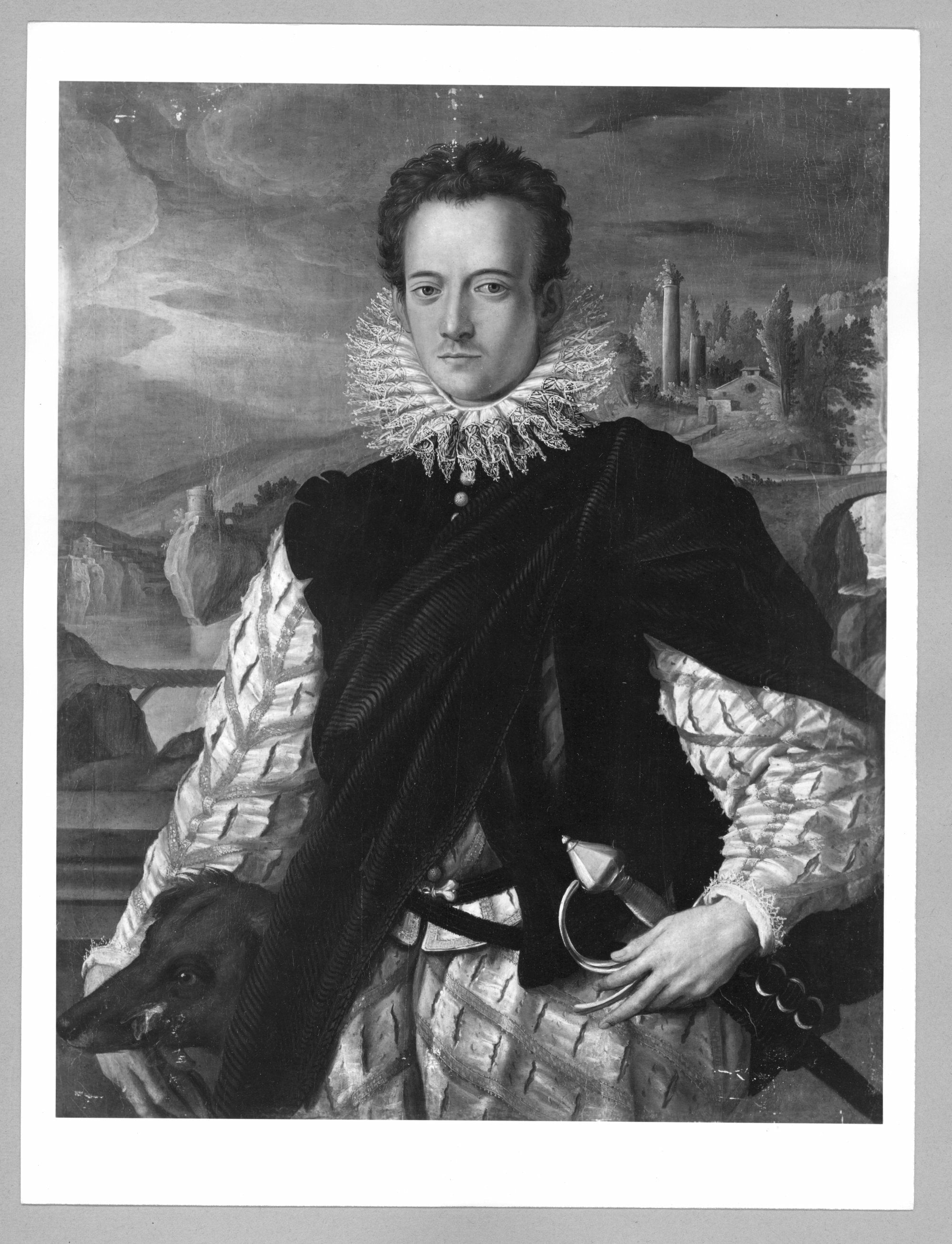 portrait d'un homme avec son chien - Bronzino