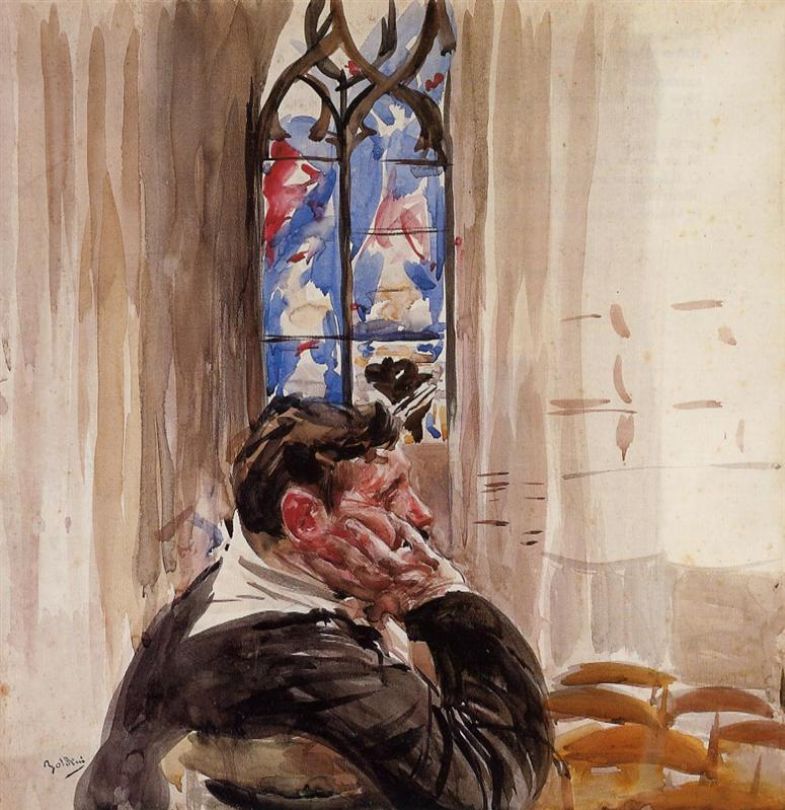 Bir Adamın Portresi Bir Kilisede - Giovanni Boldini