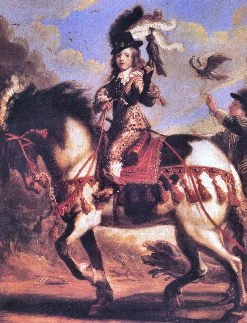 Genç Louis XIV'ün avlanmaya giderken atlı portresi - Juste d'Egmont
