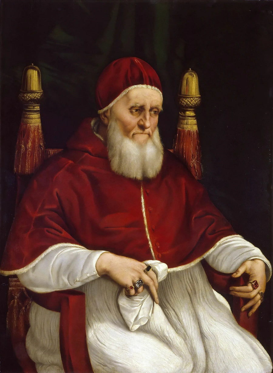 Portrait du pape Jules II, vers 1512 – atelier de Raphaël, version Pitti