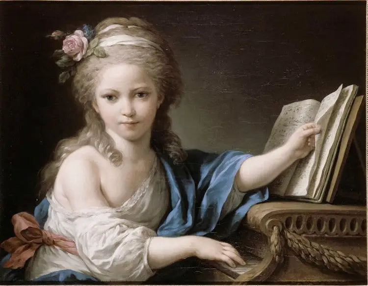 Joséphine'nin, Bergeret de Grancourt'un kızı, piyano çalarken tahmini portresi - Louis Jean François Lagrenée