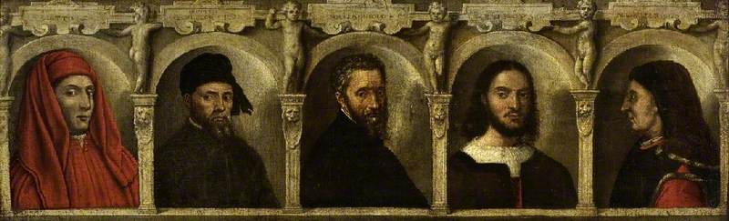 Beş sanatçının portreleri, Giotto, Donatello, Michel-Ange, Raphaël ve Brunelleschi - Francesco Salviati