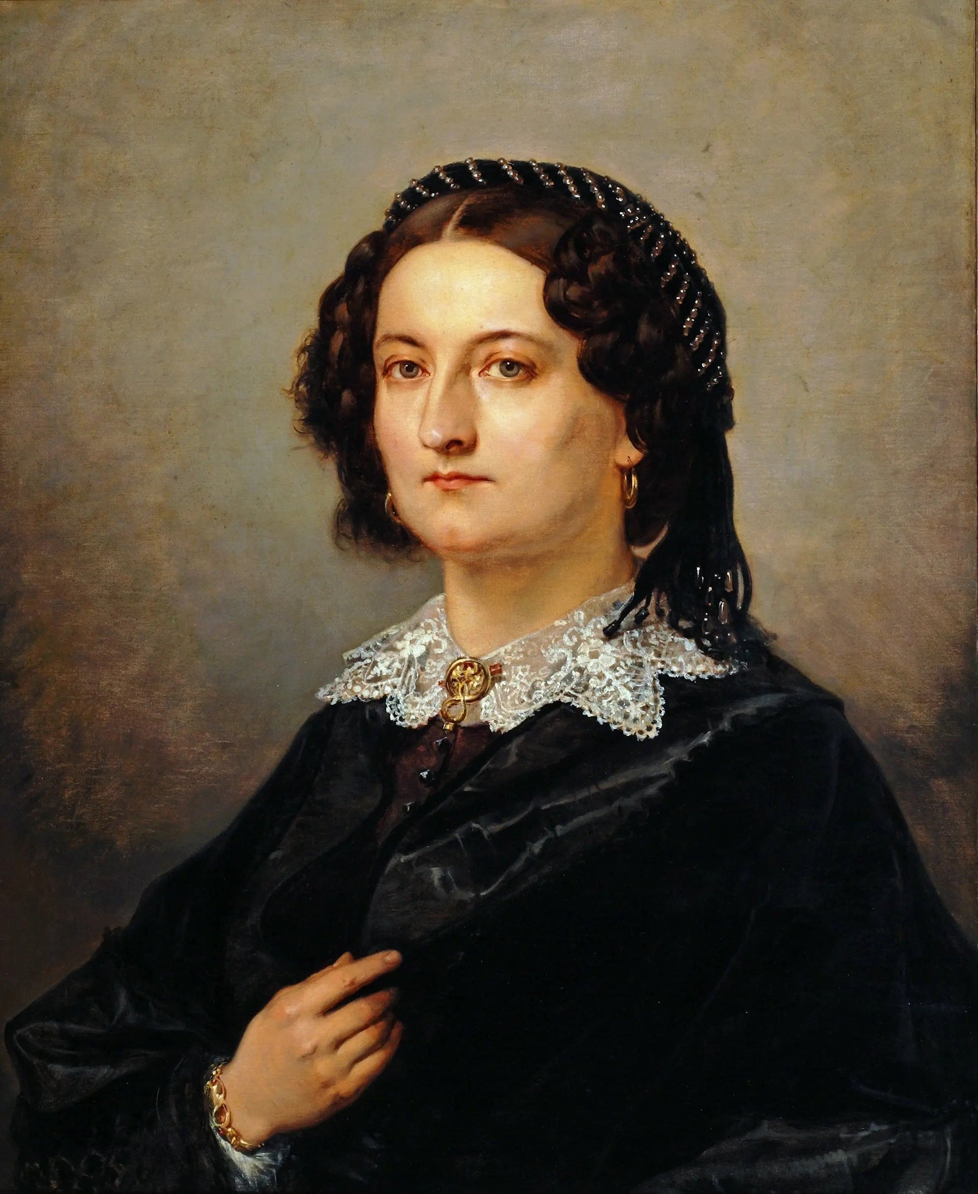 Portret Wiktorii Kosińskiej – żony komisarza krakowskiego - Jan Matejko image 1 copie peinte à la main à l’huile