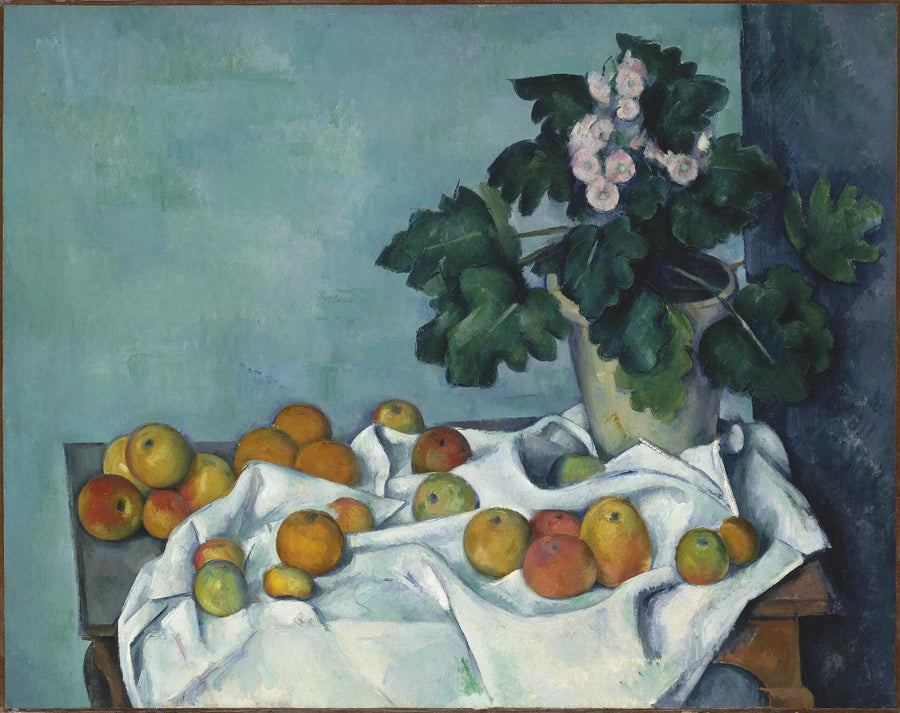 Bir masada primrose ve meyveler - Paul Cézanne