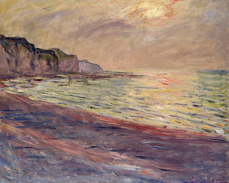 Pourville'de uçurum, gün batımı - Claude Monet