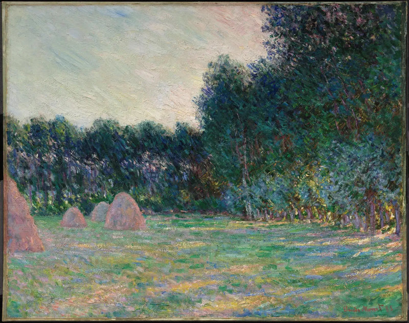 Giverny yakınlarında saman balyalarıyla çayır - Claude Monet