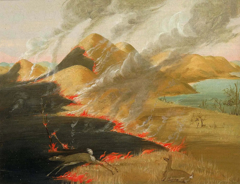 Prairie Bluffs en feu - George Catlin