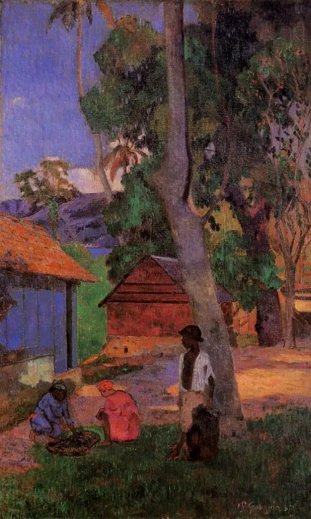 Kafeslerin Yanında, ya da Kulübelerin Etrafında - Paul Gauguin