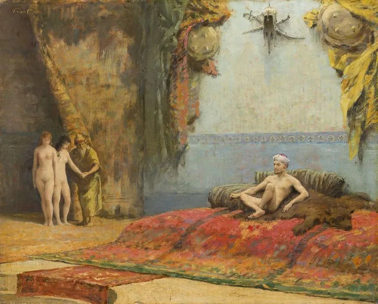 Présentation des Odalisques au Sultan - Émile Friant image 1 reproduction artisanale de tableau