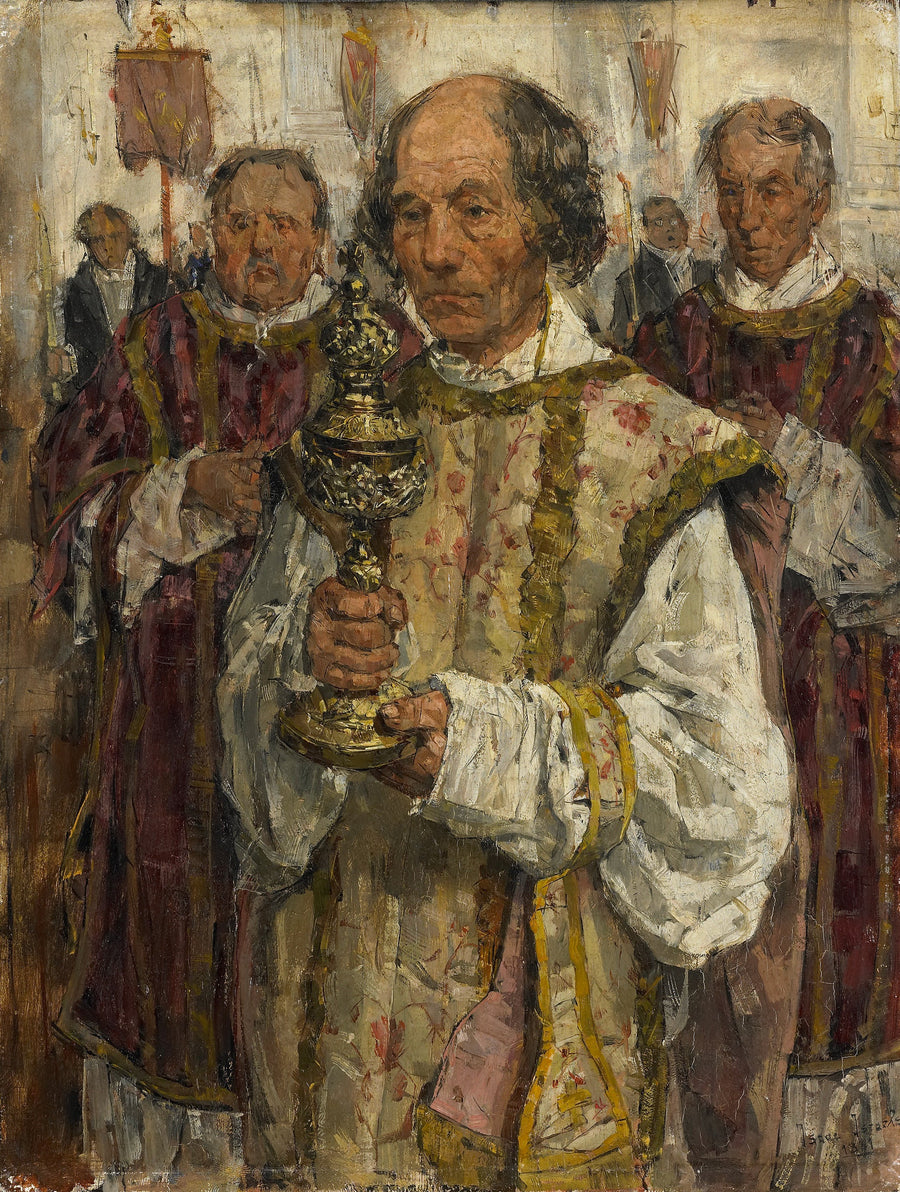 La Haye'deki eski Katolik kilisesinde tören, rahip Cornelis Hendrikus van Vlooten ile - Isaac Israëls