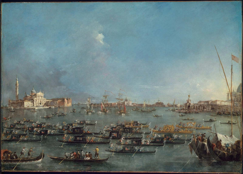 Procession de gondoles dans le Bacino di San Marco - Francesco Guardi image 1 copie peinte à la main à l’huile