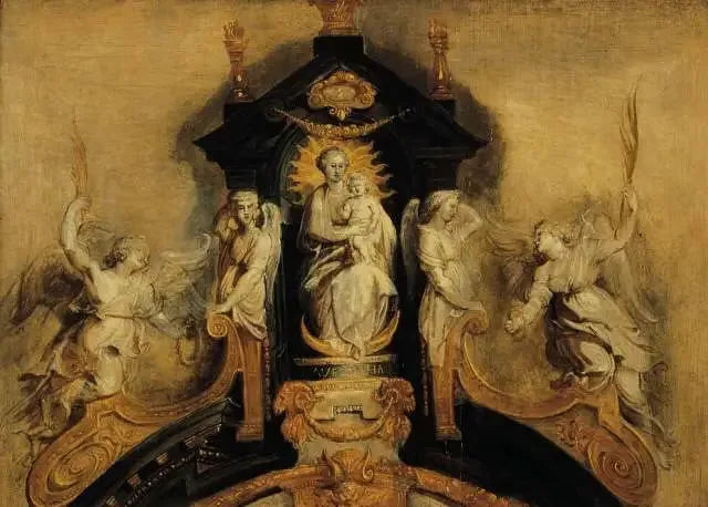 Anvers Jesuit Kilisesi (günümüzde Saint-Charles-Borromée) ana altarının taçlandırılması projesi - Peter Paul Rubens