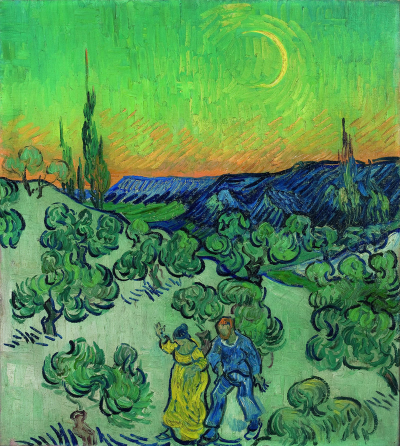 Ay ışığı altında bir çift yürüyüş - Vincent van Gogh