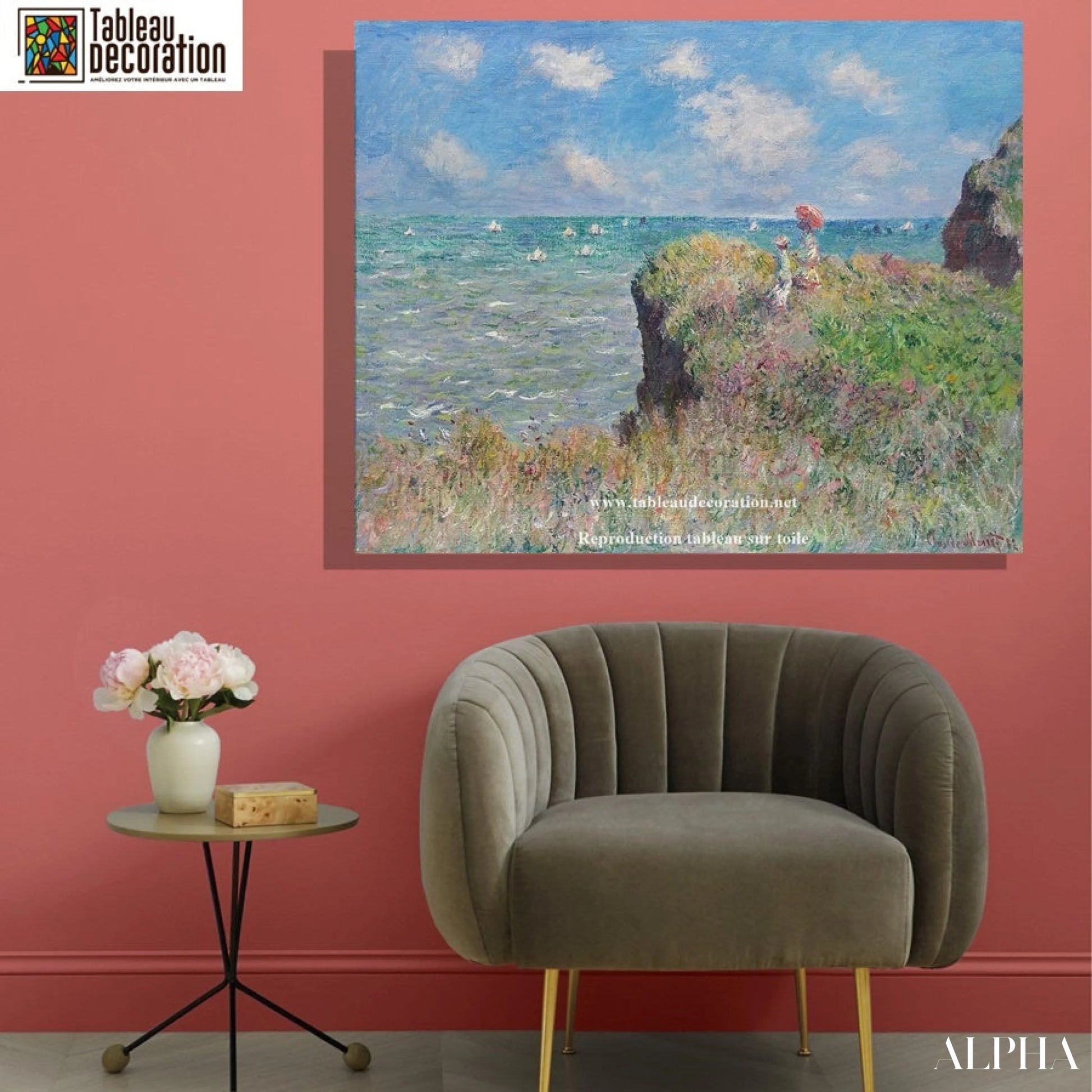 Promenade sur la falaise, Pourville - Tableau paysage Monet - Reproductions de tableaux et peintures haut de gamme