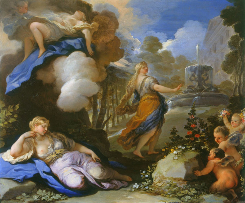 Psyché taşınırken ve Kupheus Sarayı'nı keşfederken - Luca Giordano
