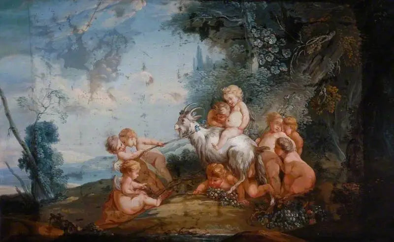 Putti ve bir keçi ile bir manzara - François Boucher