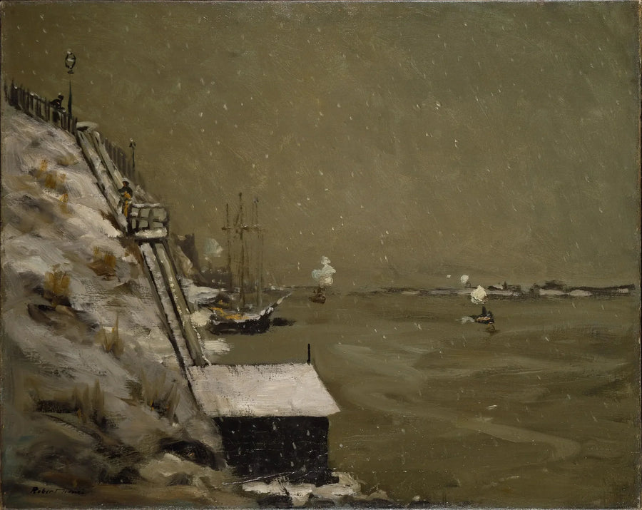 East River kıyısı, kış - Robert Henri