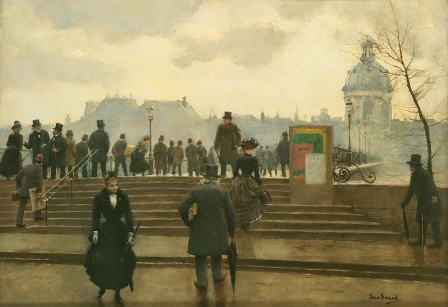 Paris'te Quai de la Seine ve Arts Köprüsü - Jean Béroud