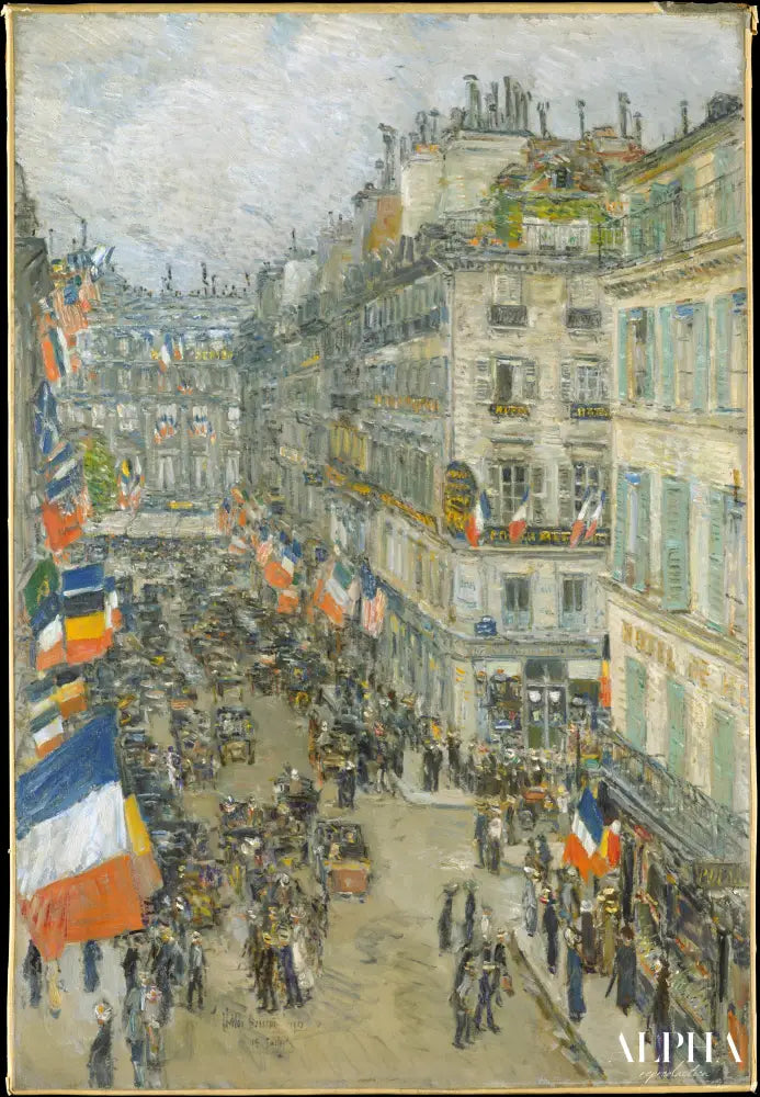 Quatorze juillet, rue Daunou, 1910 - Childe Hassam - Reproductions de tableaux et peintures haut de gamme