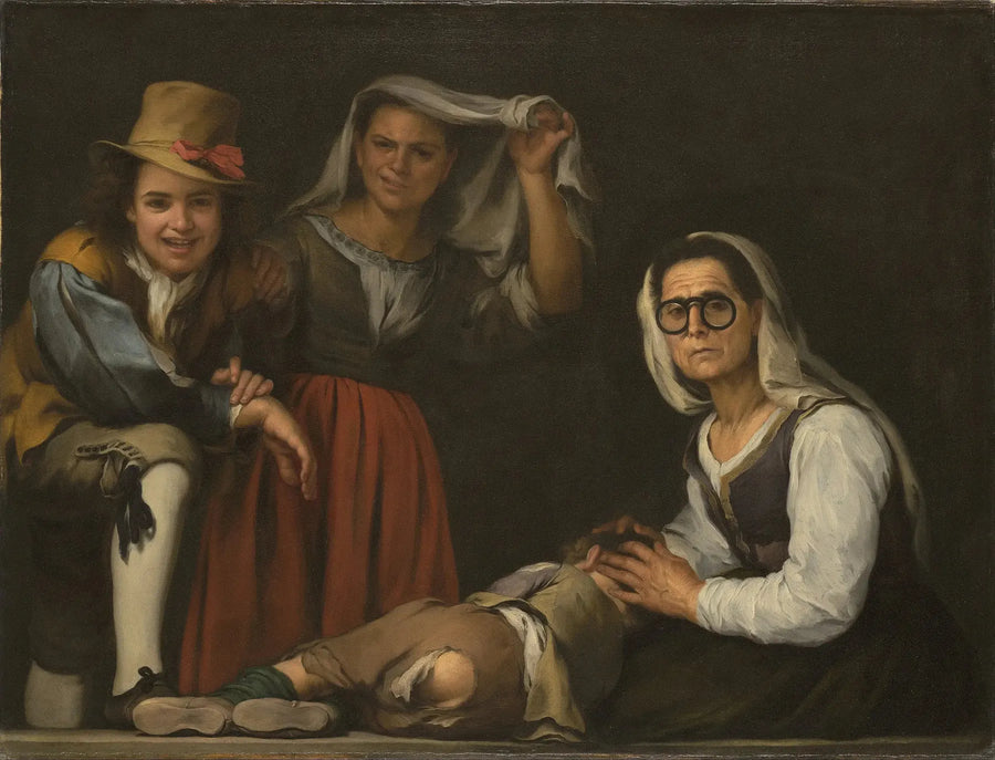 Dört Figür Merdivende - Bartolome Esteban Murillo