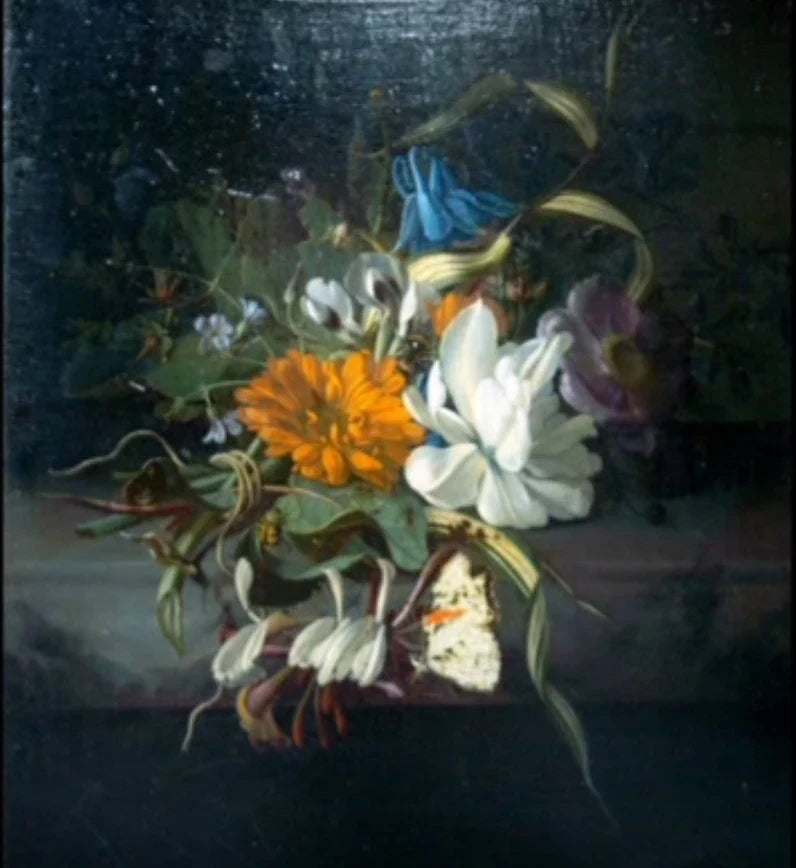 Fleurs sur un rebord de pierre - Rachel Ruysch