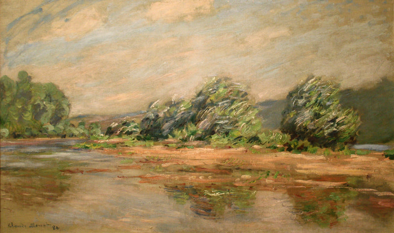 Şiddetli bir rüzgar, Port-Villez W1264'teki Seine Nehri - Claude Monet
