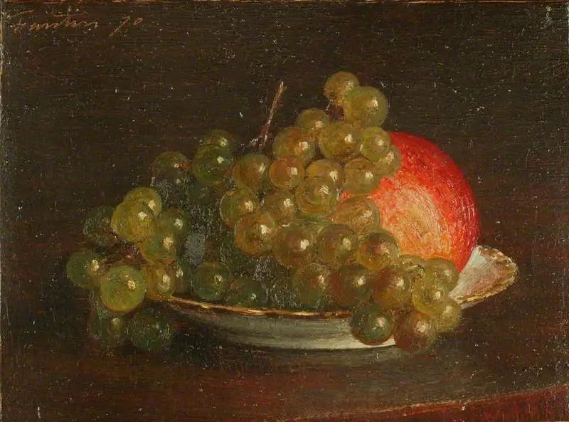 Beyaz üzüm ve elma bir tabakta - Henri Fantin-Latour