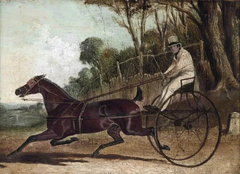 Rattler, bir tırıs atan at, bir buggy'ye bağlı - John Frederick Herring, Sr.