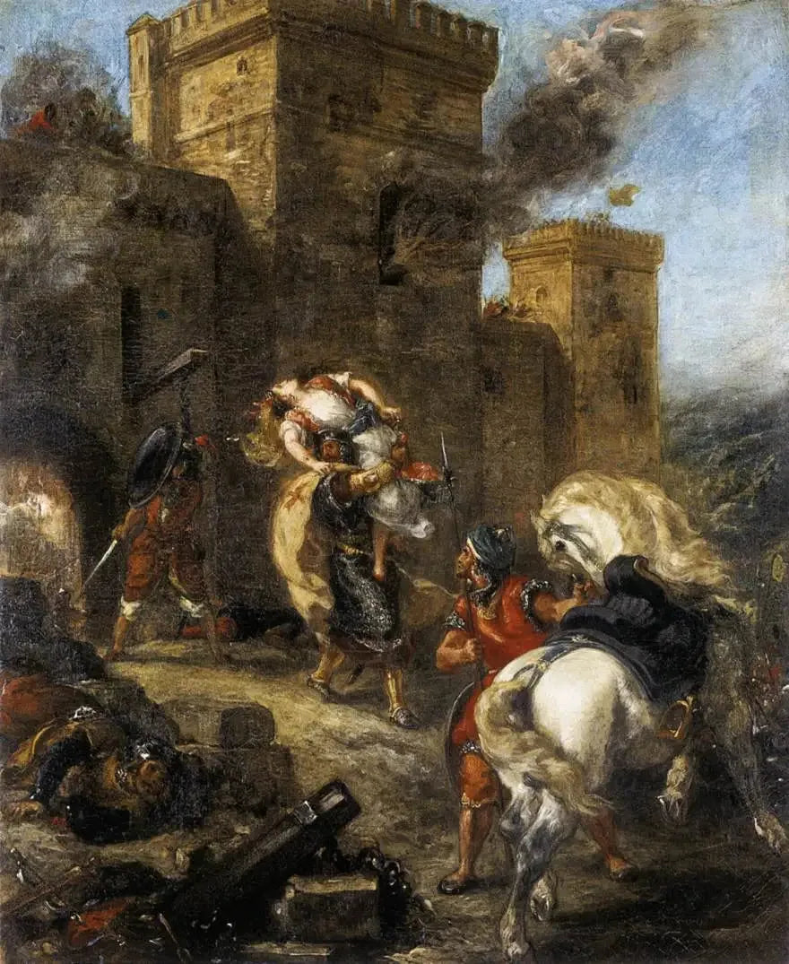 Şövalye tarafından kaçırılan Rébecca - Eugène Delacroix