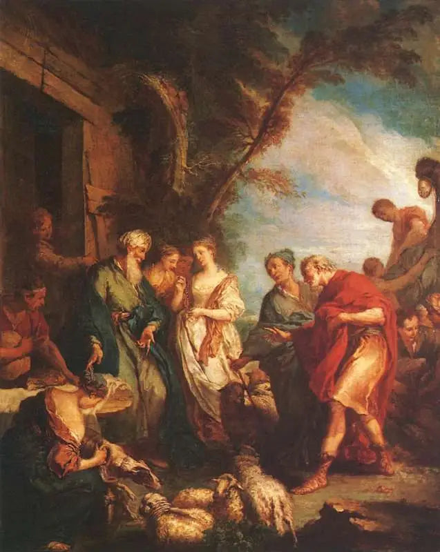 Rébecca, Eliezer'den Abraham'ın bu belgeyi alıyor - François Boucher