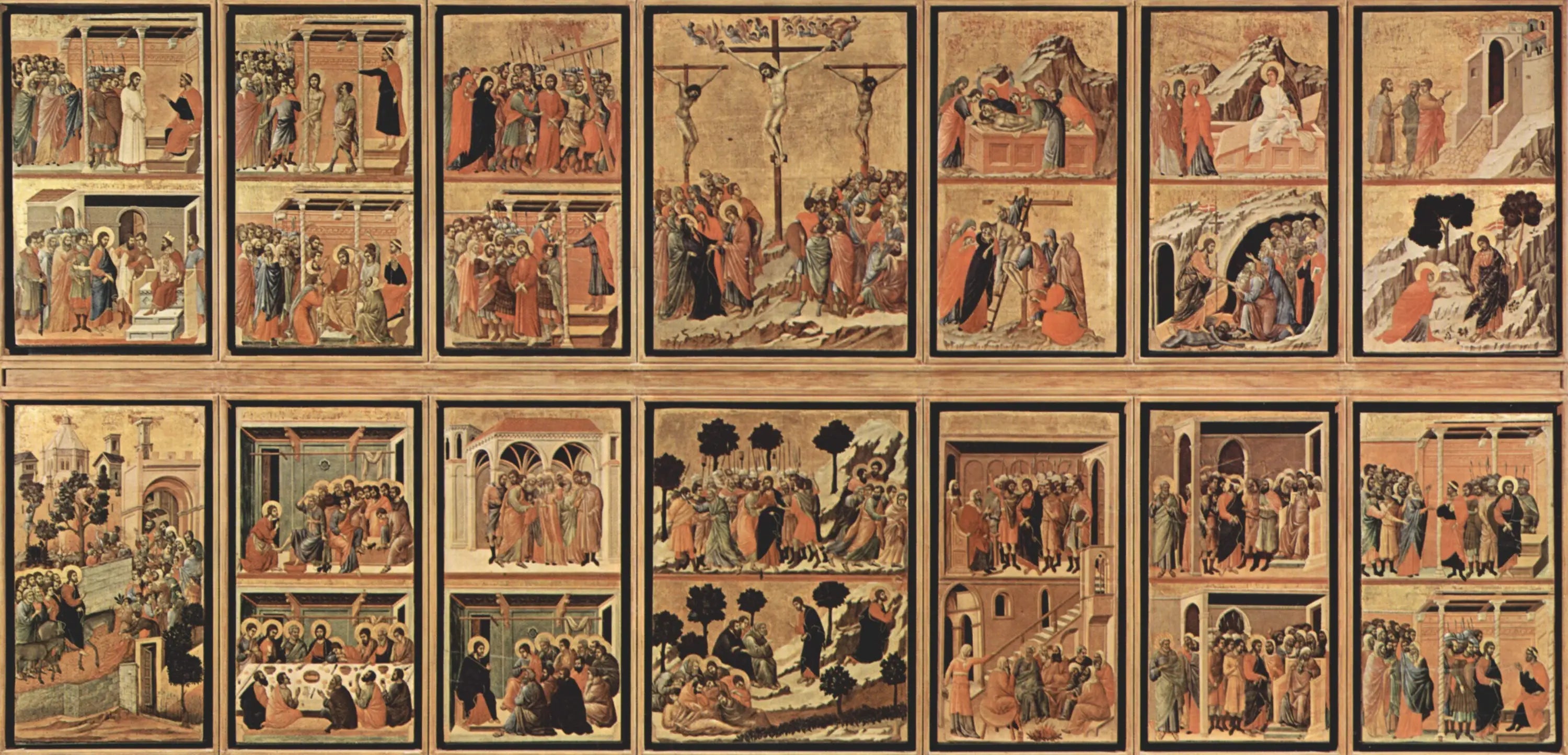 Reconfiguration du dos du retable de la Maesta de Sienne - Duccio di Buoninsegna image 1 copie peinte à la main à l’huile
