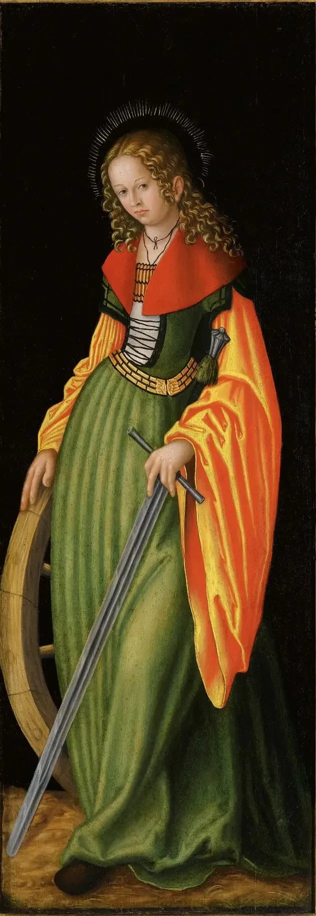 Feilitzsch Altarı [sağ aile, ön yüz]: Aziz Catherine - Lucas Cranach the Elder