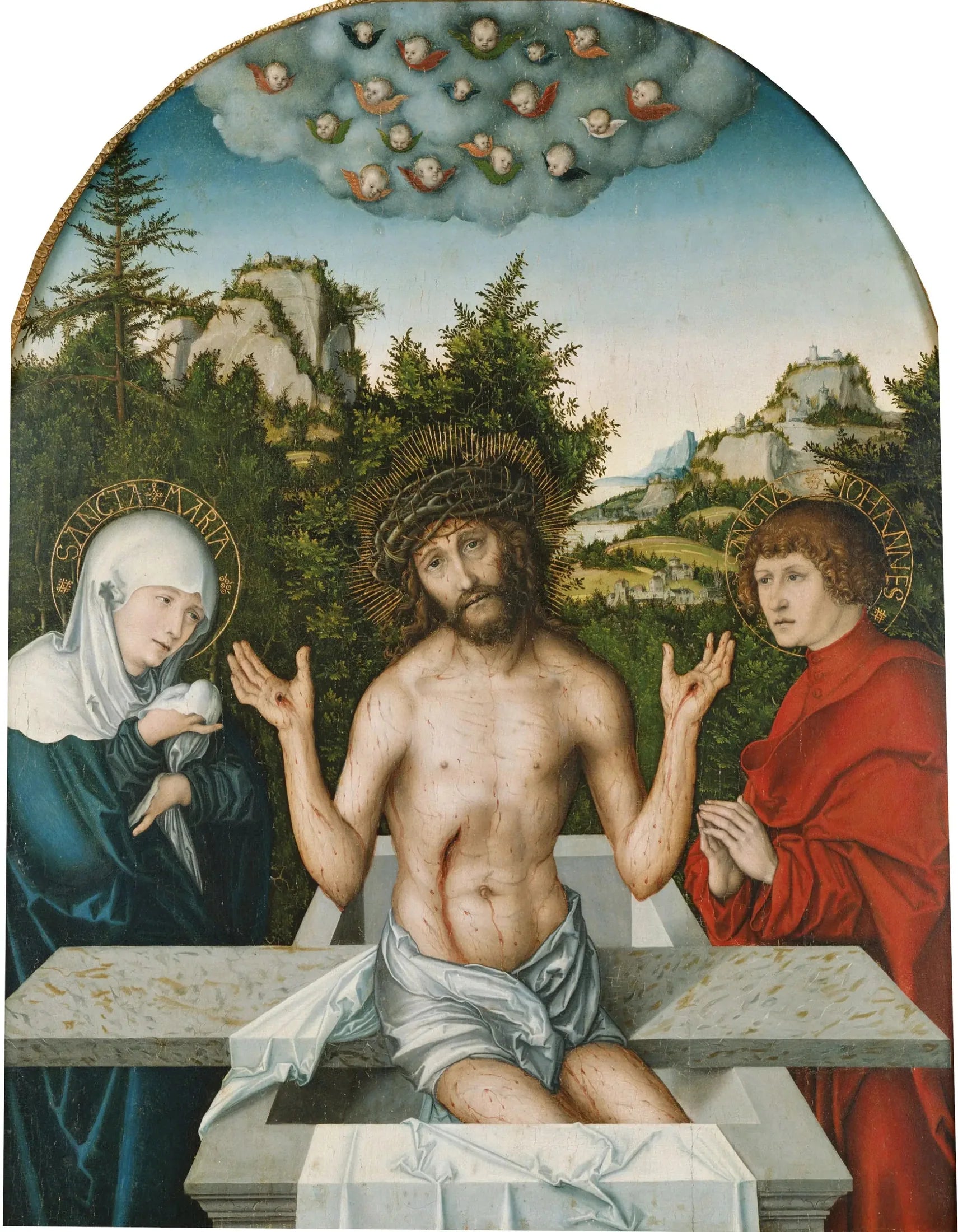 Retable de Pfirtscher : Le Christ en homme de douleur - Lucas Cranach the Elder image 1 copie de tableau peinte à la main
