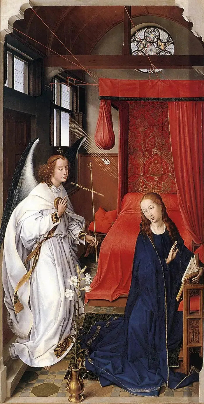 Saint Colomba retablo: Müjde - Rogier van der Weyden