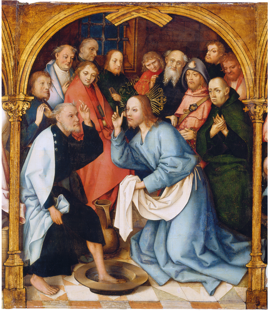 Frankfurt Dominikan Altarı: Aziz Petrus'un ayaklarını yıkayan İsa - Hans Holbein the Elder