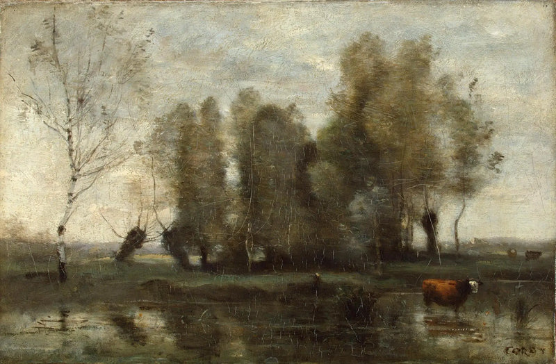 Bataklıklardaki Ağaç Perdesi - Jean-Baptiste Camille Corot