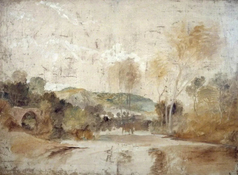 Orta Mesafedeki Baraj ile Nehir Manzarası - J. M. W. Turner