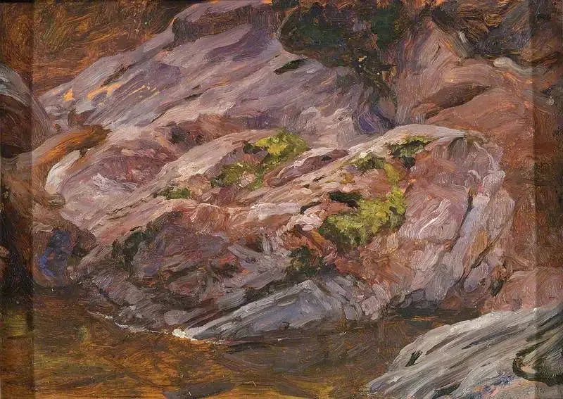 Pembe granit kayaları, Findhorn Nehri - Frederic Leighton