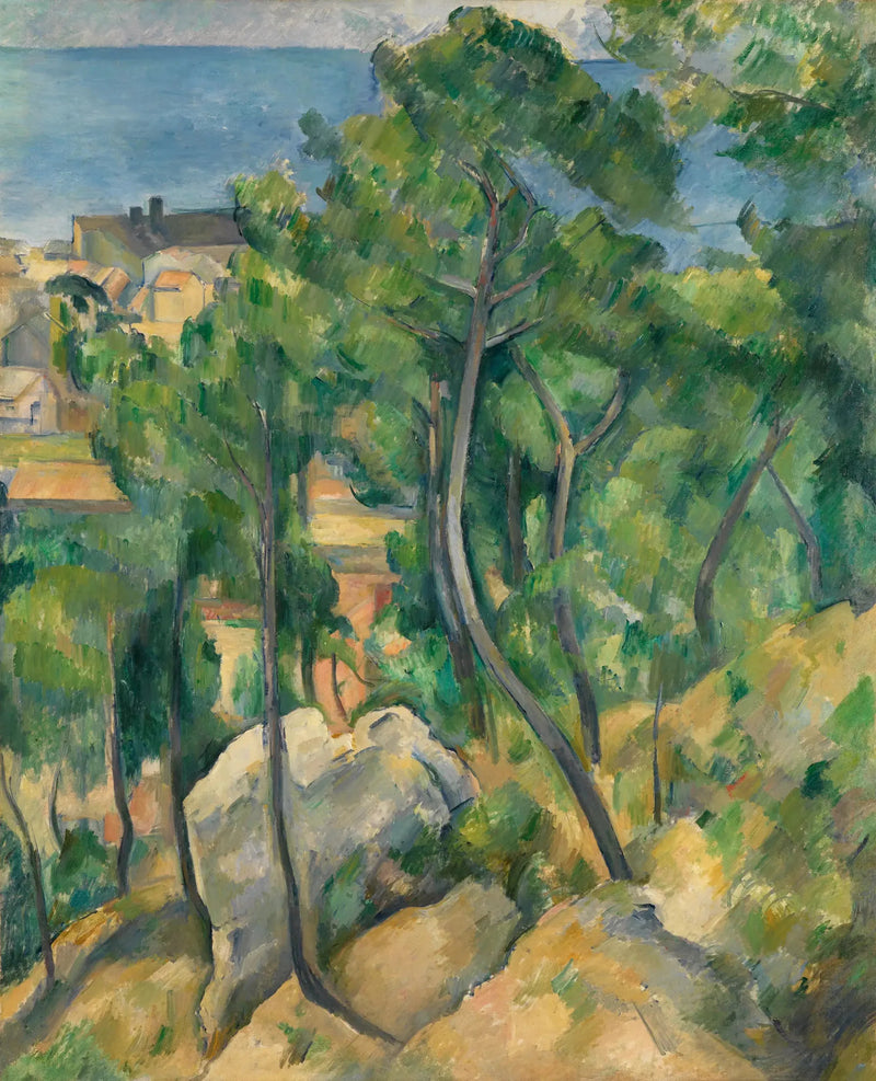 Kayalar, çamlar ve deniz, l'Estaque - Paul Cézanne