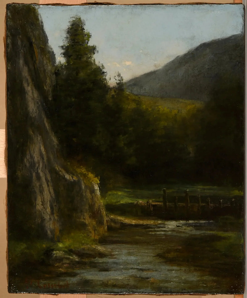 Rochers, çam ağaçları, dere - Gustave Courbet