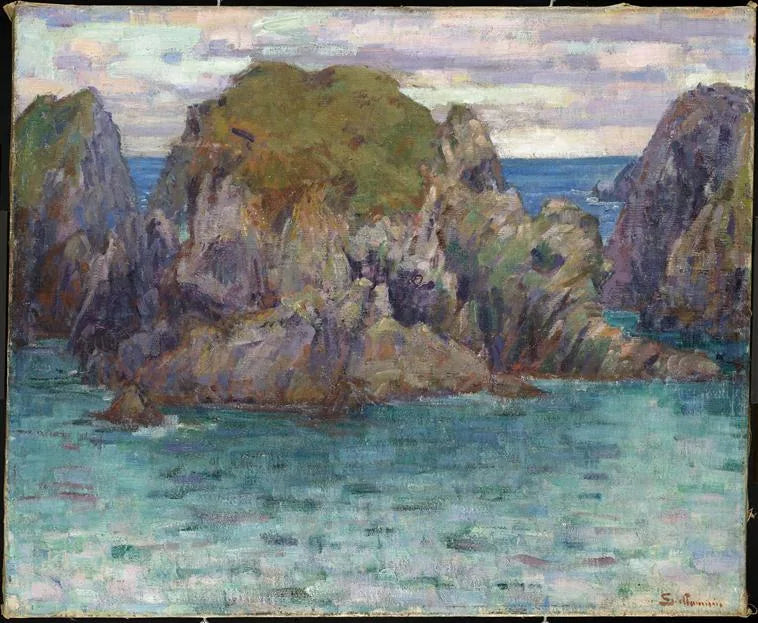 Bretanya kıyısında kayalıklar; Goulphar, Belle-Île - Armand Guillaumin