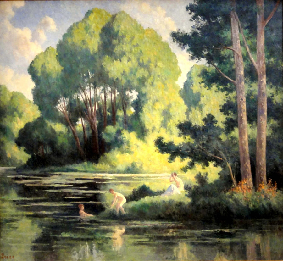 Rolleboise, küçük kol boyunca yüzme - Maximilien Luce