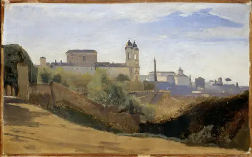 Roma, Monte Pincio ve Montlar Üçlüsü, Fransa Akademisi bahçelerinden görülen - Jean-Baptiste Camille Corot