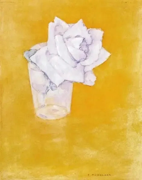 Bir bardakta beyaz gül - Piet Mondrian