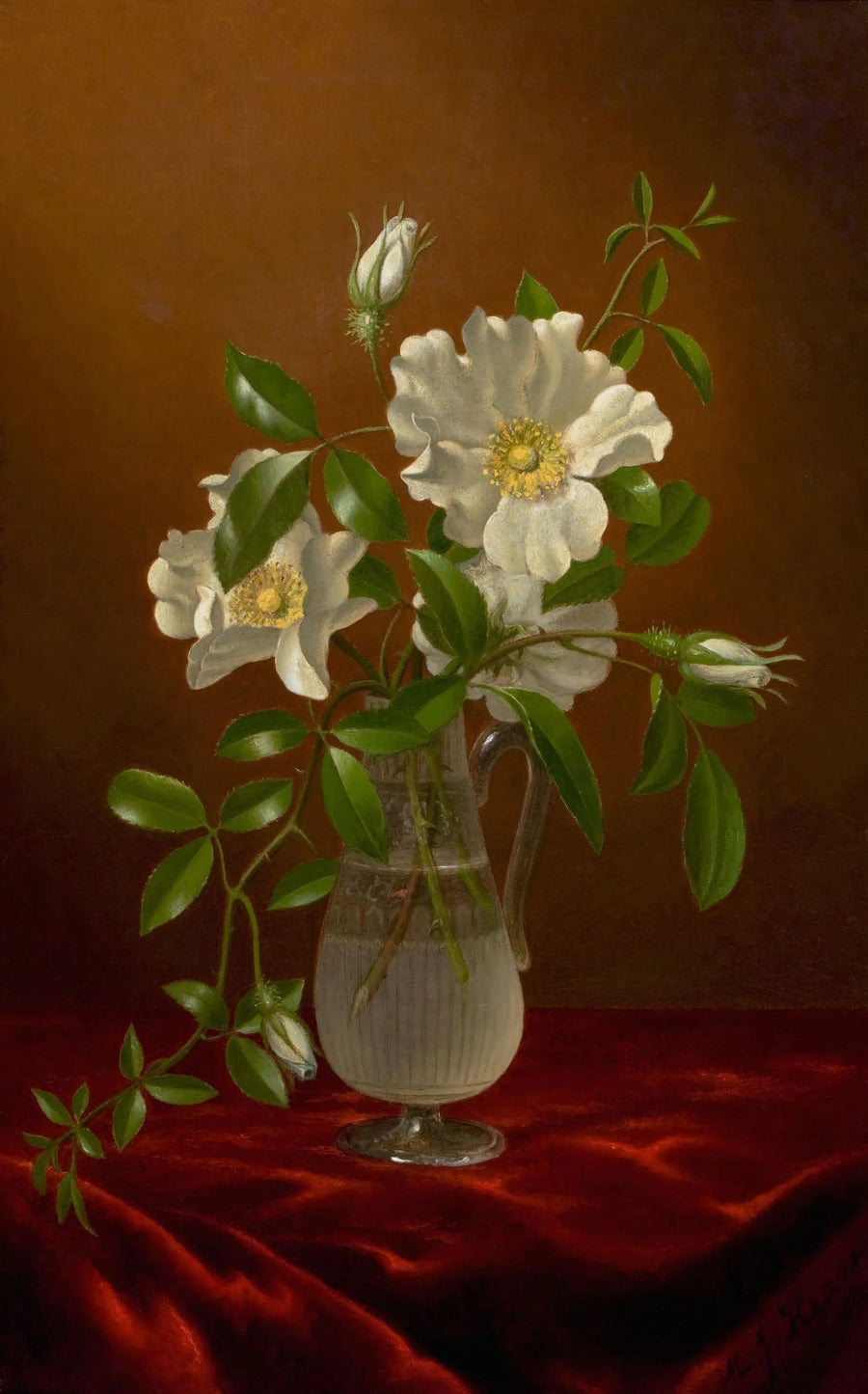 Güller Cherokee cam vazo içinde - Martin Johnson Heade