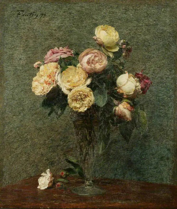 Cam vazo içinde güller - Henri Fantin-Latour