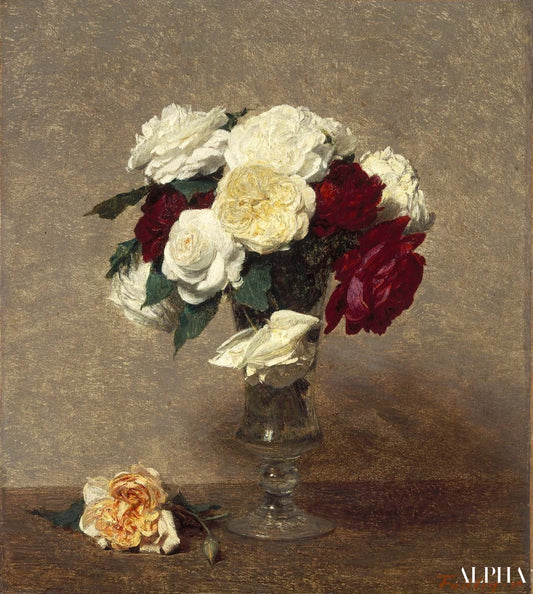 Roses dans un vase en verre, 1987 - Henri Fantin-Latour - Reproductions de tableaux et peintures haut de gamme